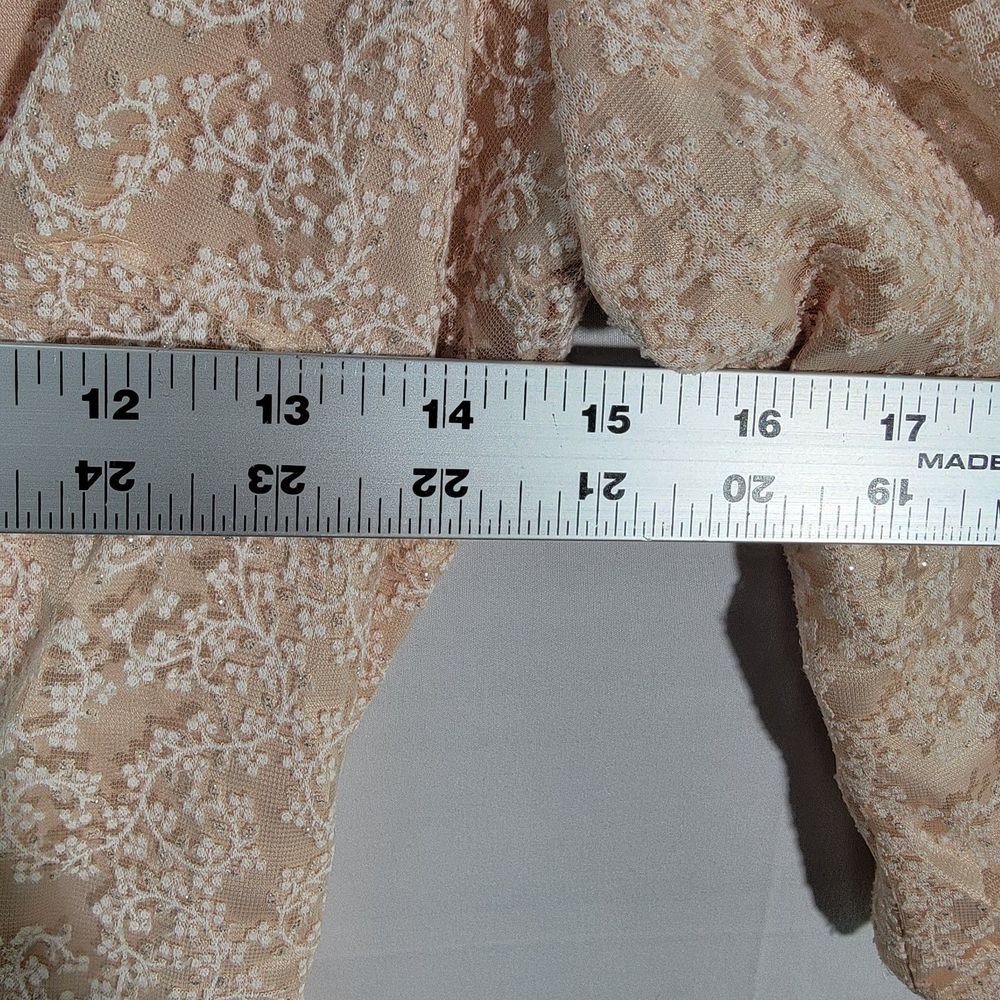 Tahari Arthur Levine Peach Lace Rayon Blend 3/4 Sleeve Knee Length Ribbon Dress - Picture 10 of 10